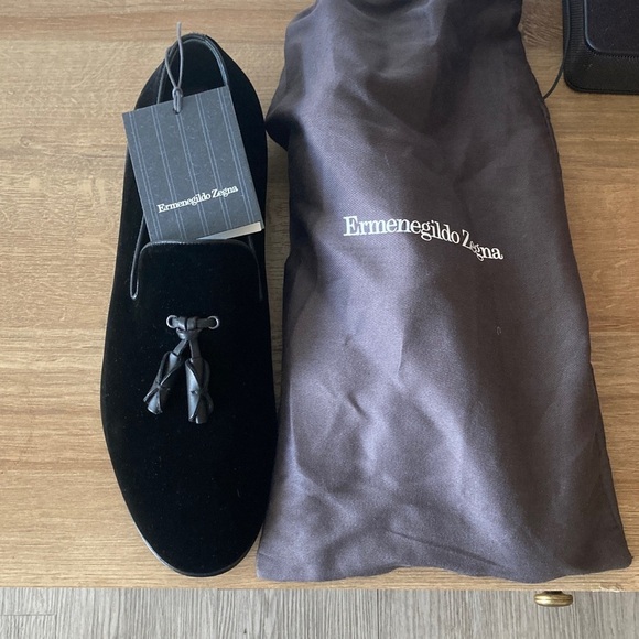 Ermenegildo Zegna Black Velvet Tassel Loafers main image 8